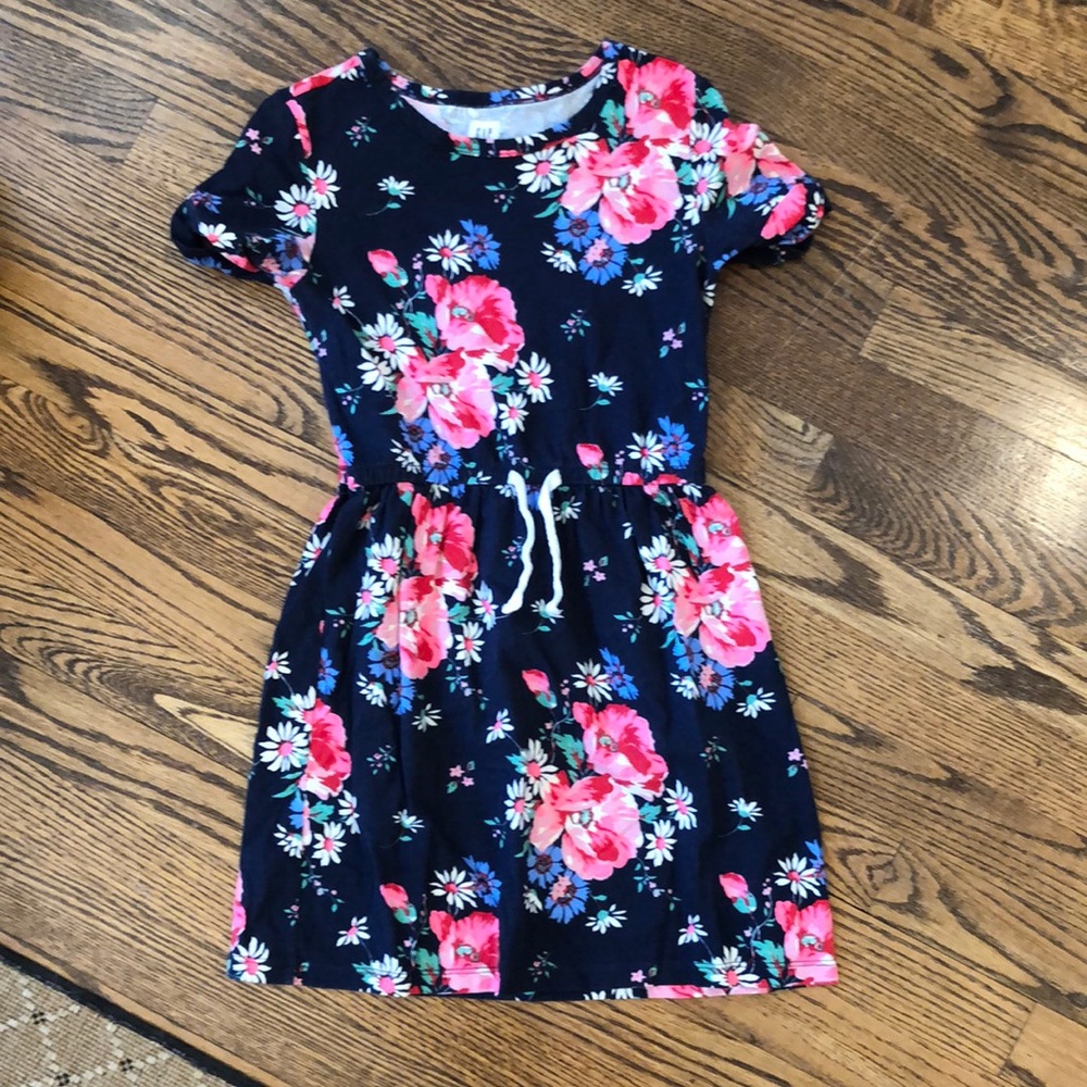 Gap girls flower tee shirt dress with tie waist